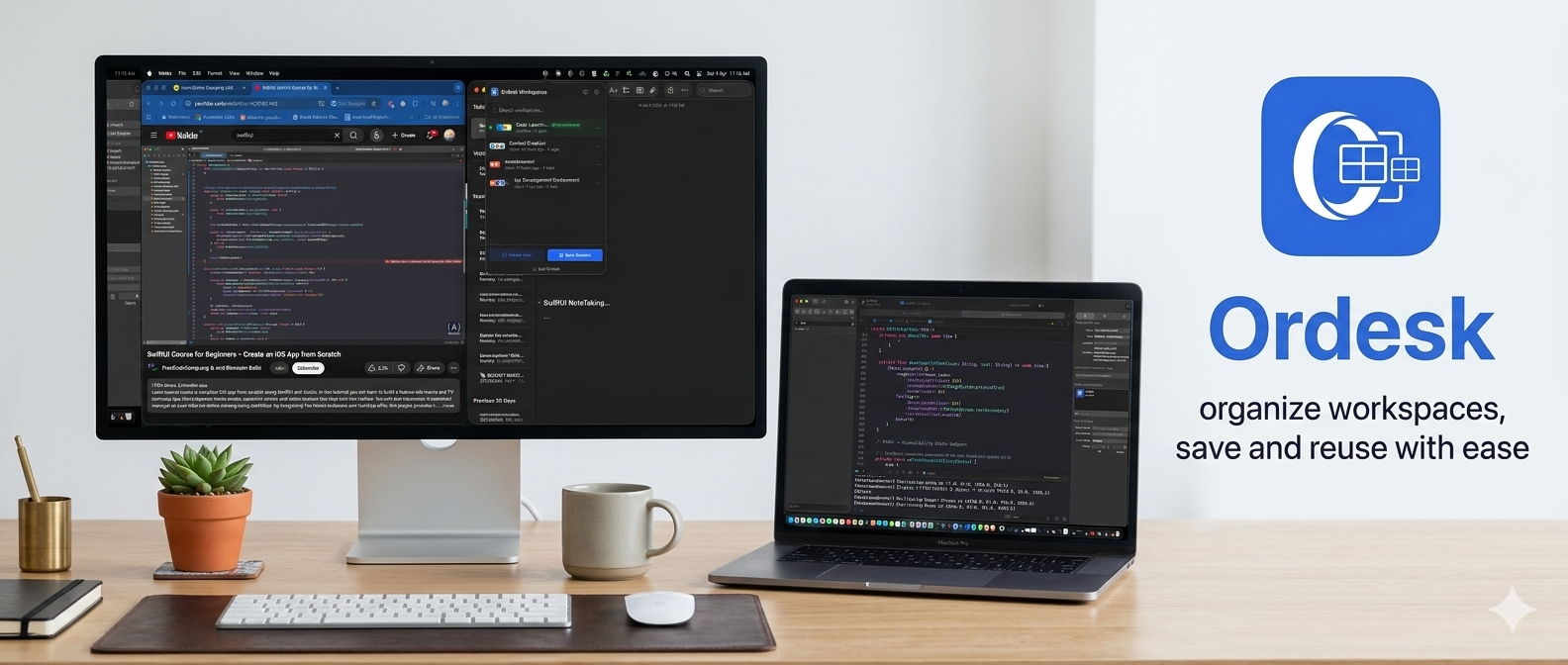 Ordesk workspace manager running on a dual monitor setup